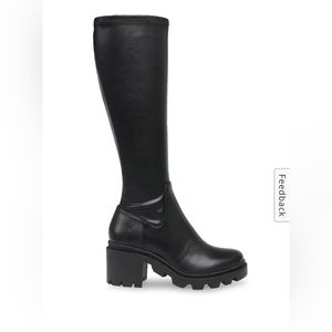 Steve Madden black platform knee-high boots